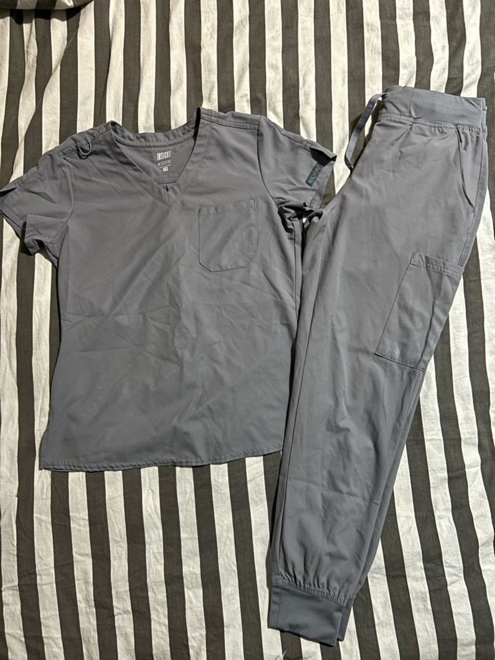 Med Couture Women's Scrub Set in Slate Gray